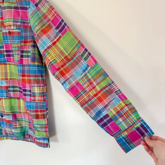 Polo Ralph Lauren Classic Fit Patchwork Madras Camp Shirt 100% Cotton Medium - Picture 5 of 14